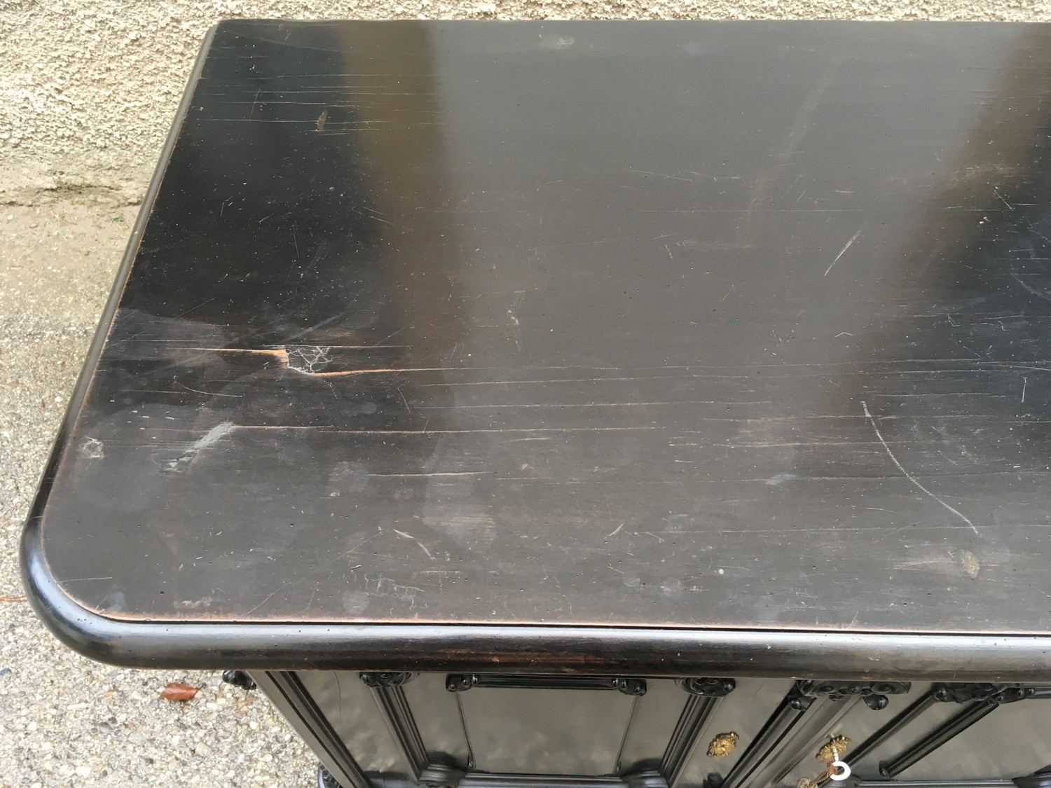 Kommode antiker noir Schrank schwarz Vollholz Möbel Gründerzeit