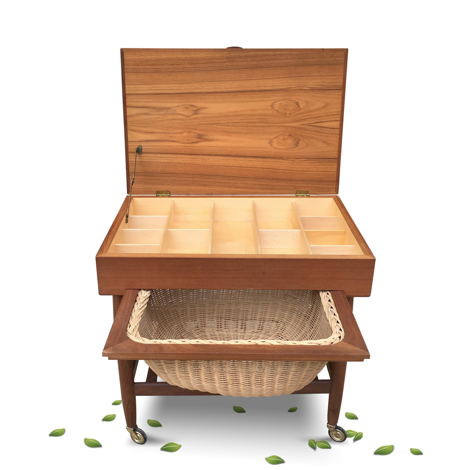 Handarbeitstisch Tisch Nähtisch Teak Design Ejvind Johansson für Vitré 60er Jahre