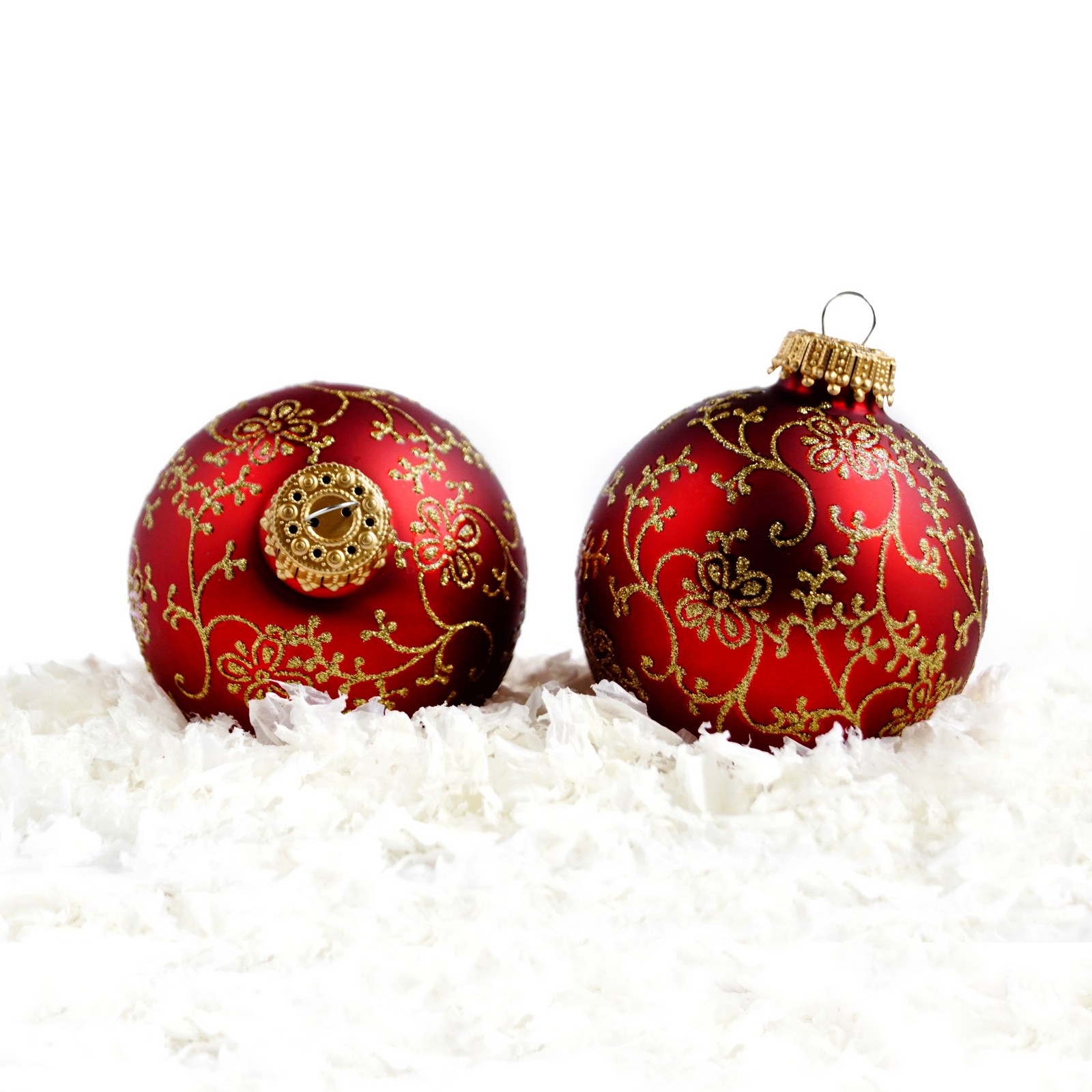 Christbaumkugel Glas mundgeblasen handgemacht lauscha Bauernweihnachtsbaum glitzer ranken handbemalt gold rot borte