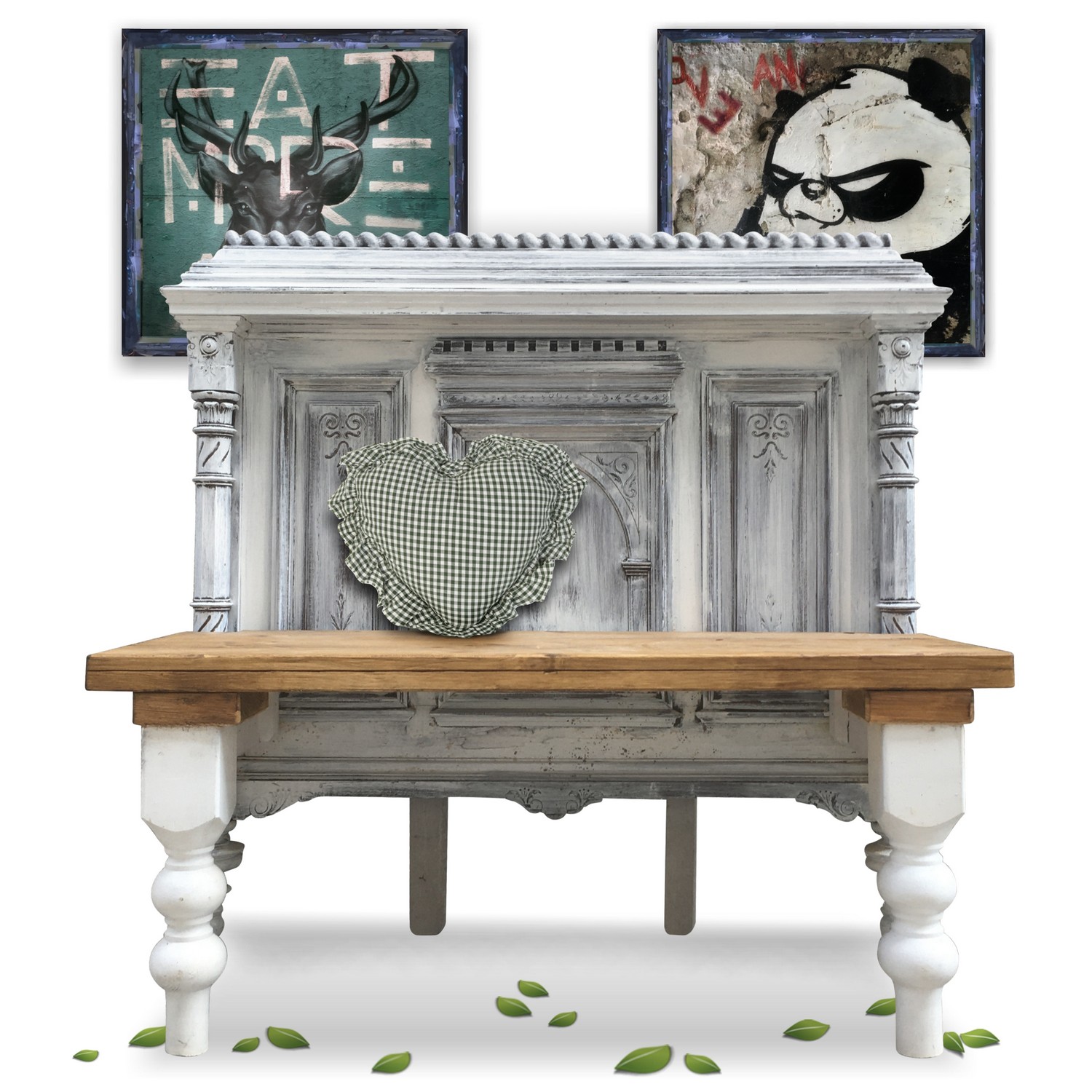 Sitzbank Vintage Altholz creme-grau Küchenbank bezauberndes Einzelstück! Sitzbank Vintage Altholz creme-grau Küchenbank bezauberndes Einzelstück!