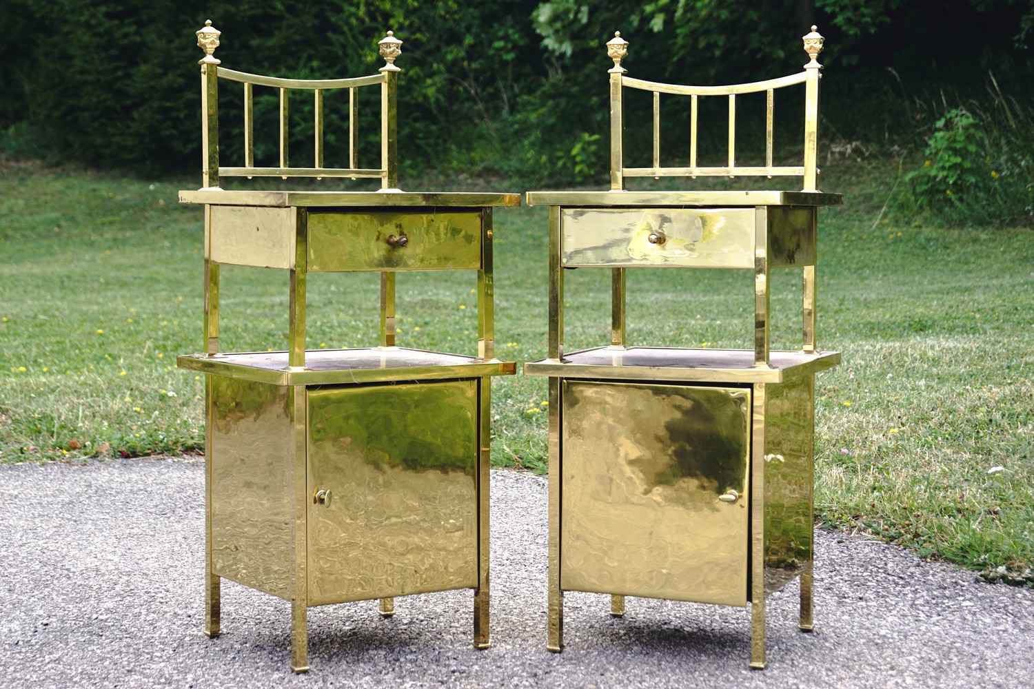 Nachtschrank Messing antik Nachtkasten Kommode Nachttisch golden