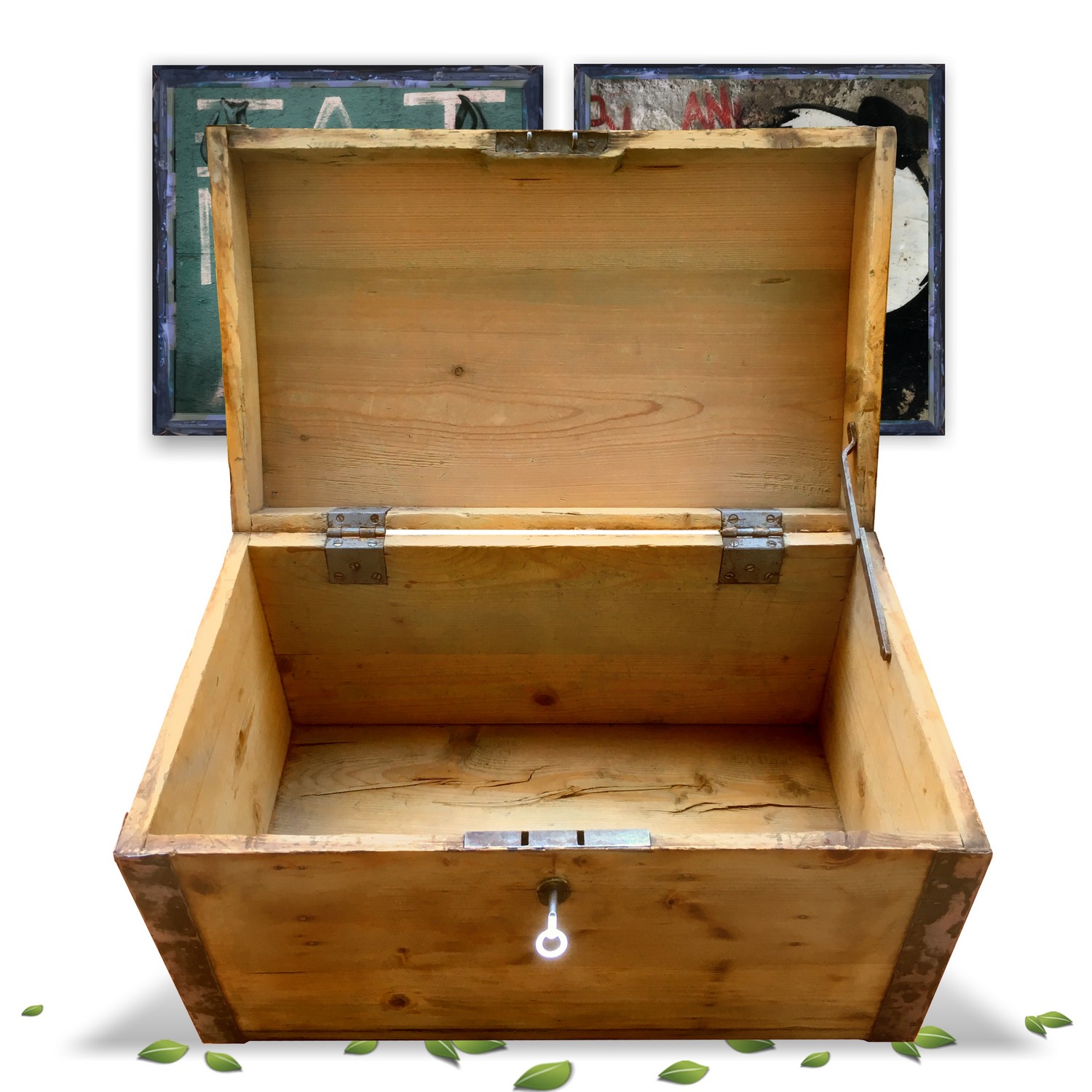 Truhe antik restaurierte Naturholz Bauerntruhe