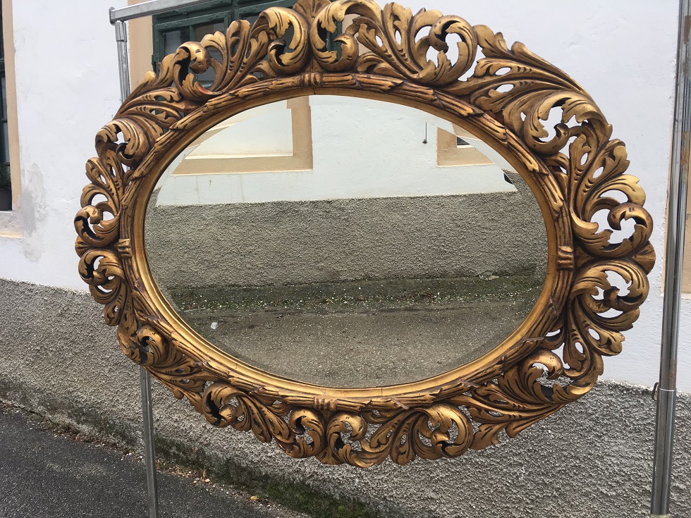 antiker Spiegel Florentiner Akanthusblätter geschnitzt Barock 17 Jahrhundert 18 Filmmöbel Requisite