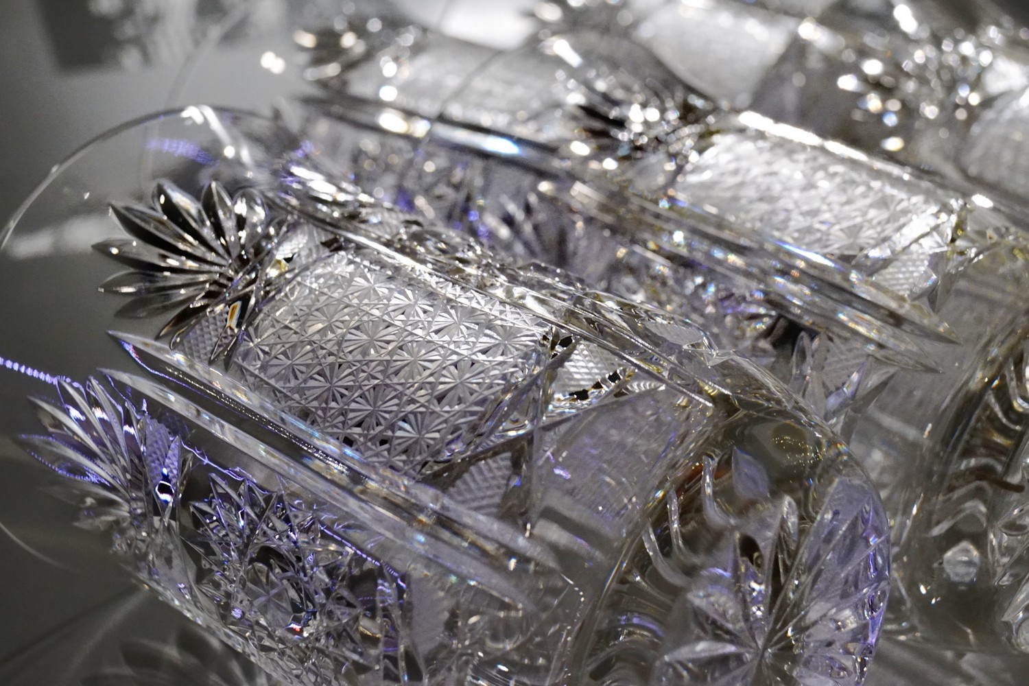 Bleikristall Gläser geschliffen Wassergläser Waffel Raute Schliff Bier Vintage neuwertig