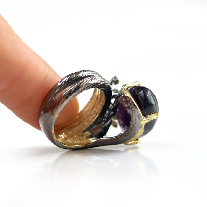 Ring 925 Silber Edelsteine Amethyst violett