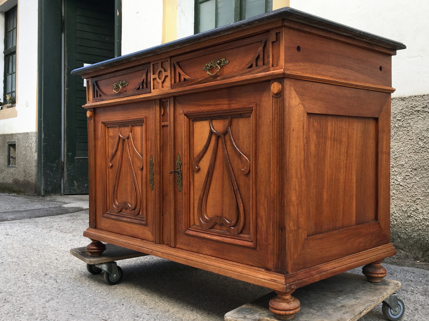 Kommode Anrichte Jugendstil Ornamente antik Marmorplatte Waschtisch