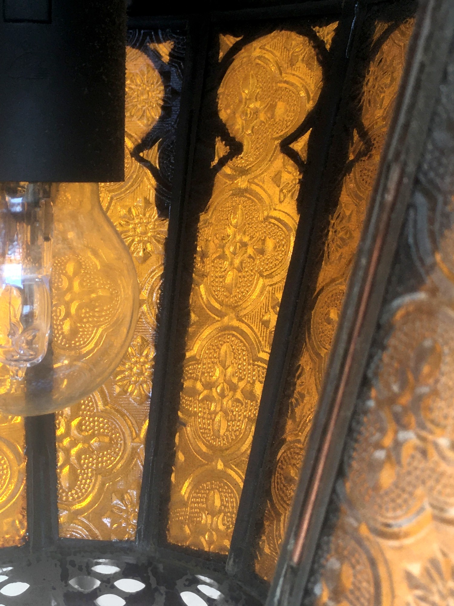 Leuchter Luster Orient Gläser Kupfer Laterne Tiffany Marokko gelb