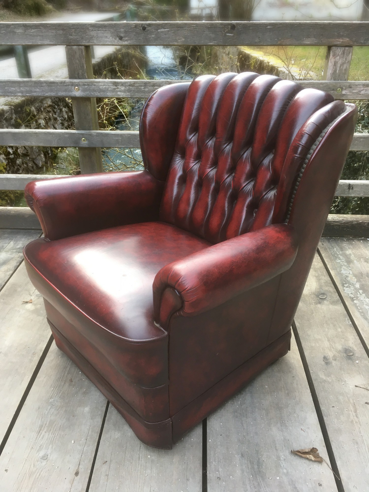 Retro Sessel Chesterfield Stuhl Rot Armlehnstuhl Vintage 