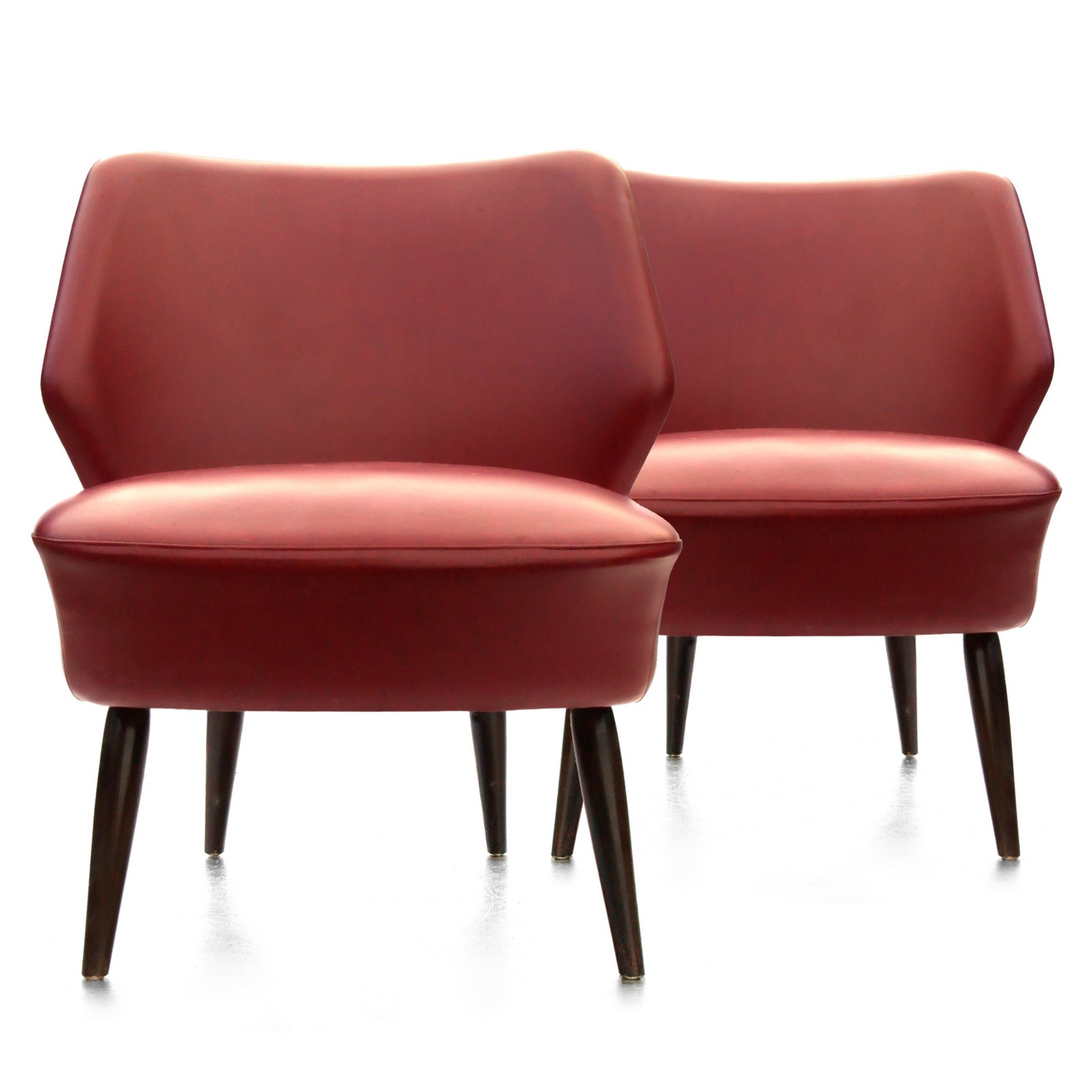 Original Vintage 60er-Jahre Cocktailstühle rot Cocktailsessel