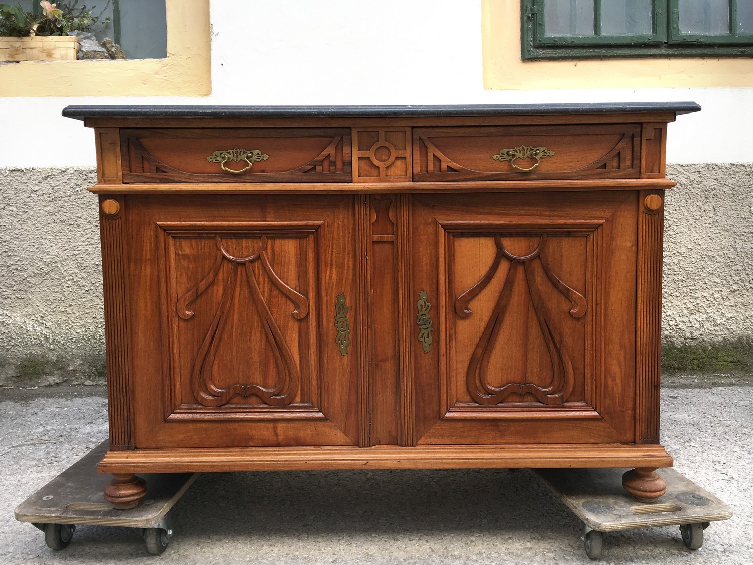 Kommode Anrichte Jugendstil Ornamente antik Marmorplatte Waschtisch