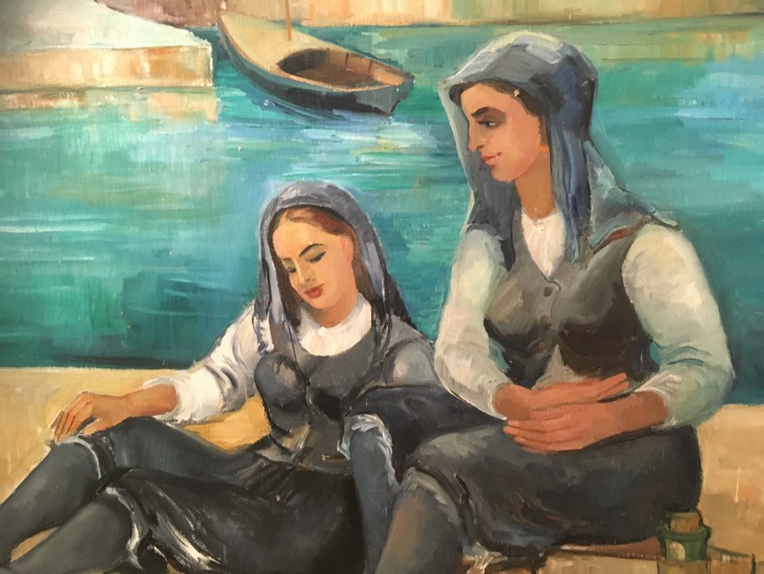 Großes Ölbild Frauen Gemälde 190 x 130 cm "La Dolce Vita am Wasser"