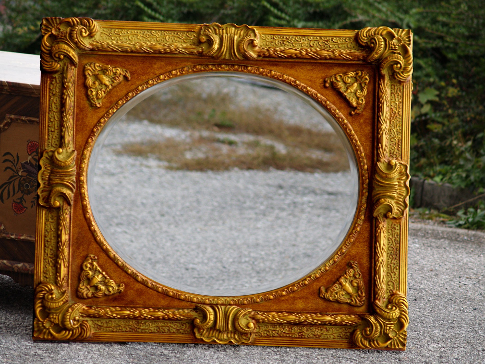 Barockstil Spiegel goldener Rahmen groß Hörner antikstil