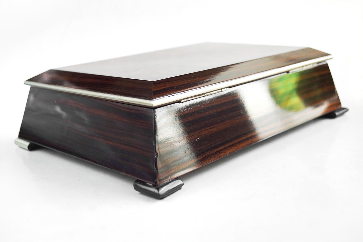 Schatulle Palisander antik Box Schmuckschatulle Geheimschloss Geheimfach