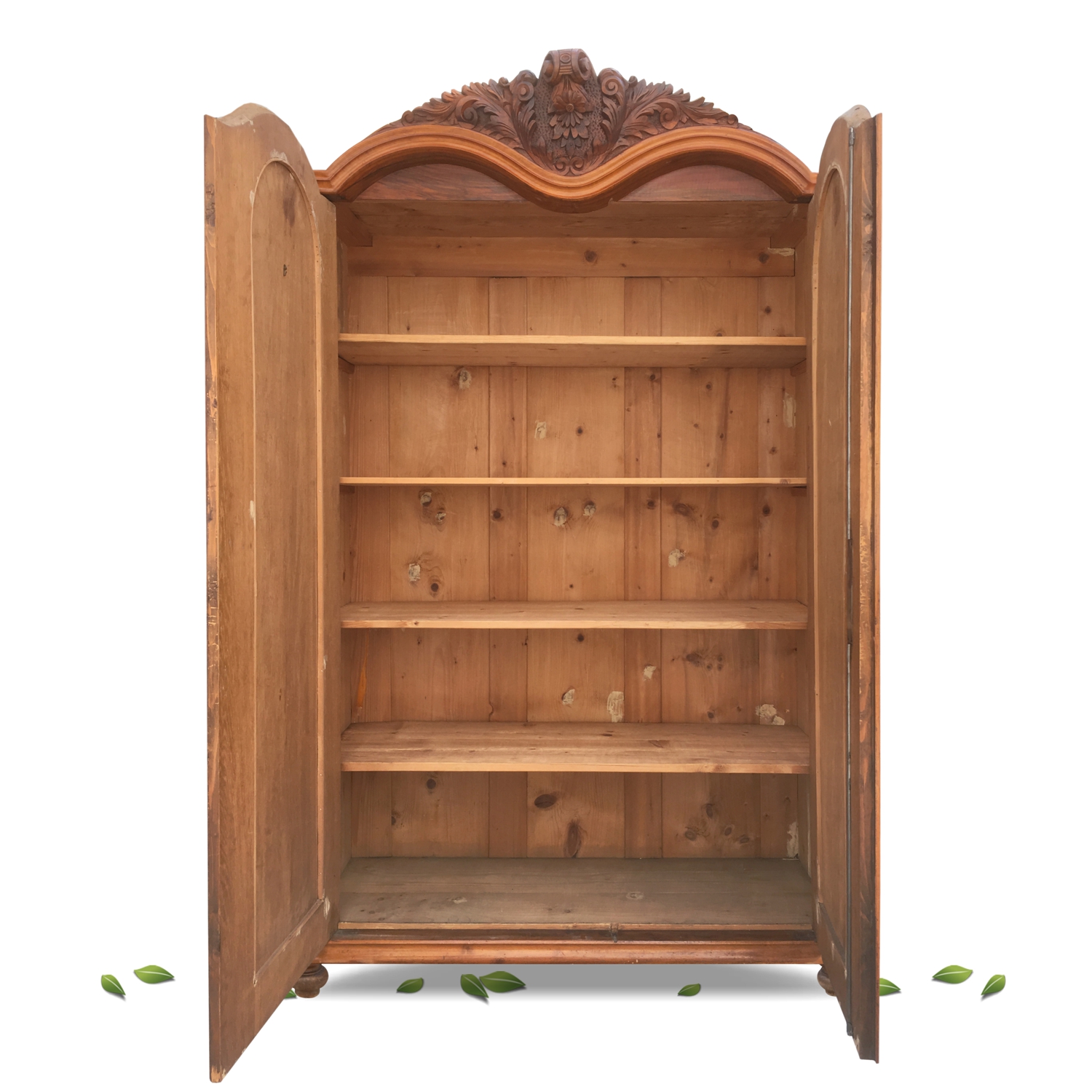 Kleiderschrank antik Schrank Nussholzfurnier beschnitzt Vollholz Möbel Schrank antik Vintage Kleiderschrank Regal Möbel Vollholz Rosen Shabby Chic Landhausstil Hotelmöbel