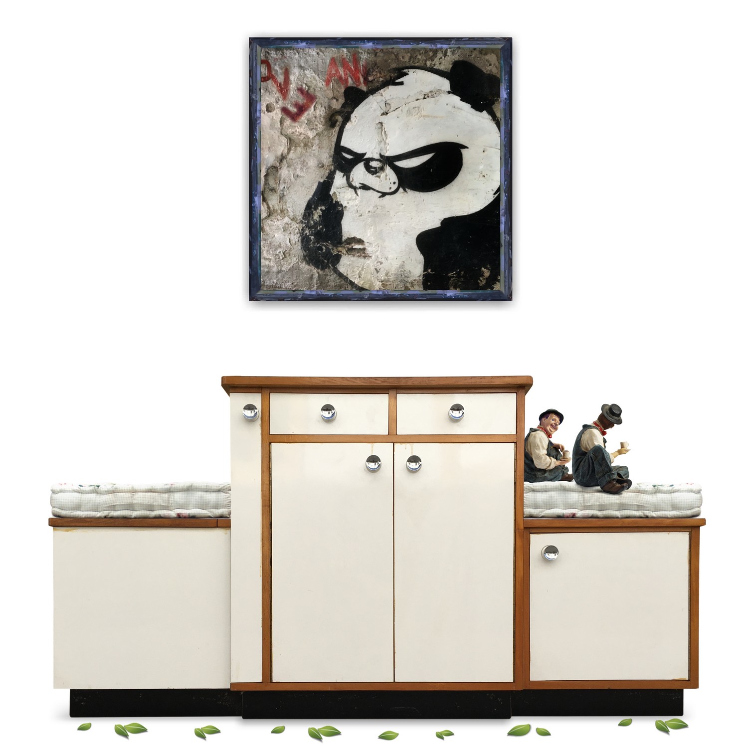 Küchenschrank Anrichte Schrank Vintage Kommode Sitztruhenbank Küchensitzbank Retro Schrank Küche Vintage 50er-Jahre Midcentury Kommode