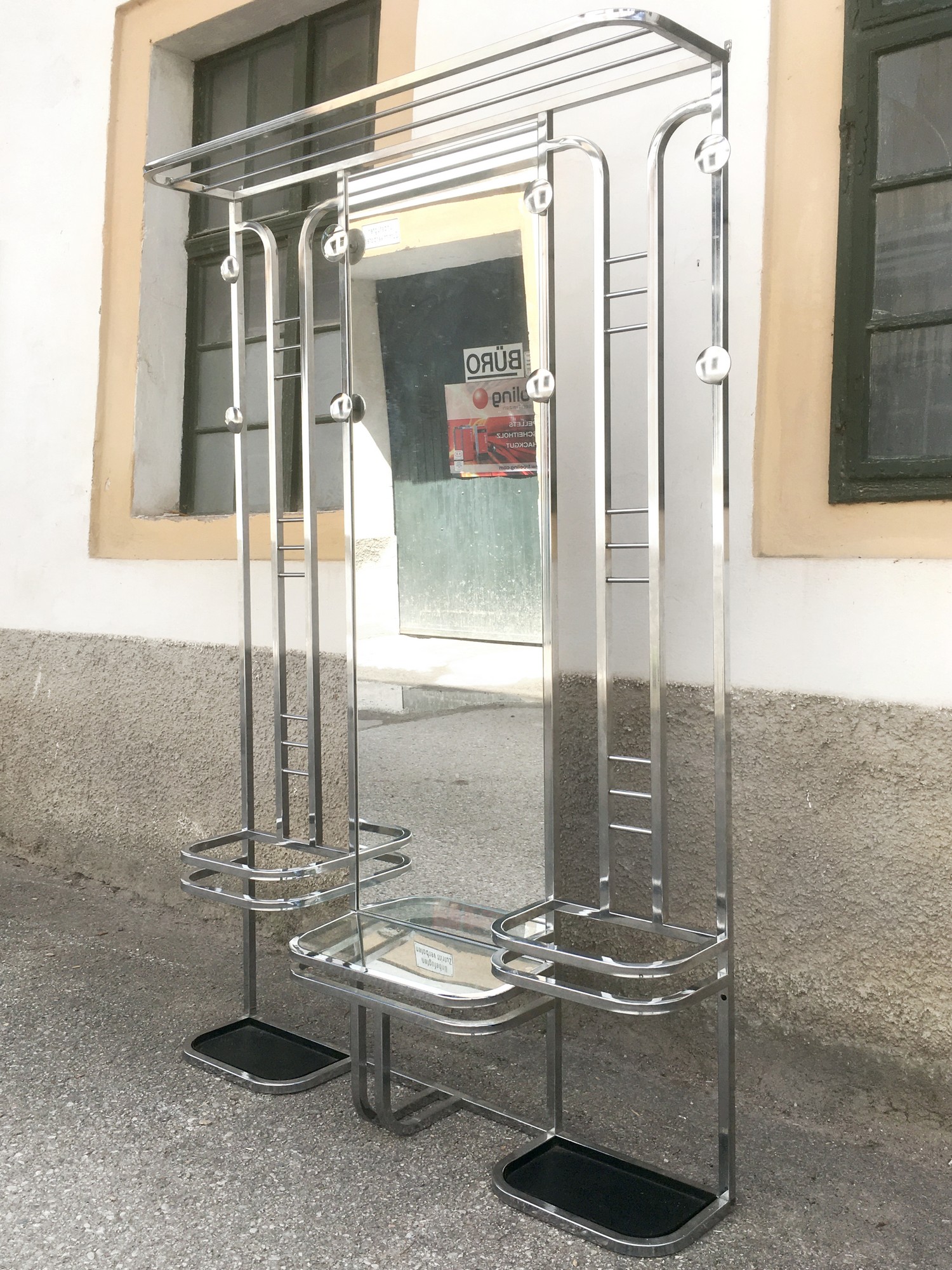 Garderobe Garderobenwand Art Deco Metall Chrom