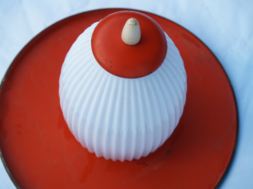 Hängelampe 60er-Jahre Vintage Rockabilly Glas Lampe rot