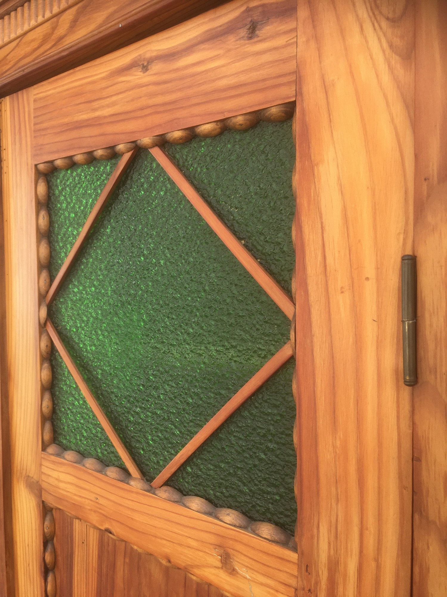 Antiquität Schrank Garderobe Naturholz Glas