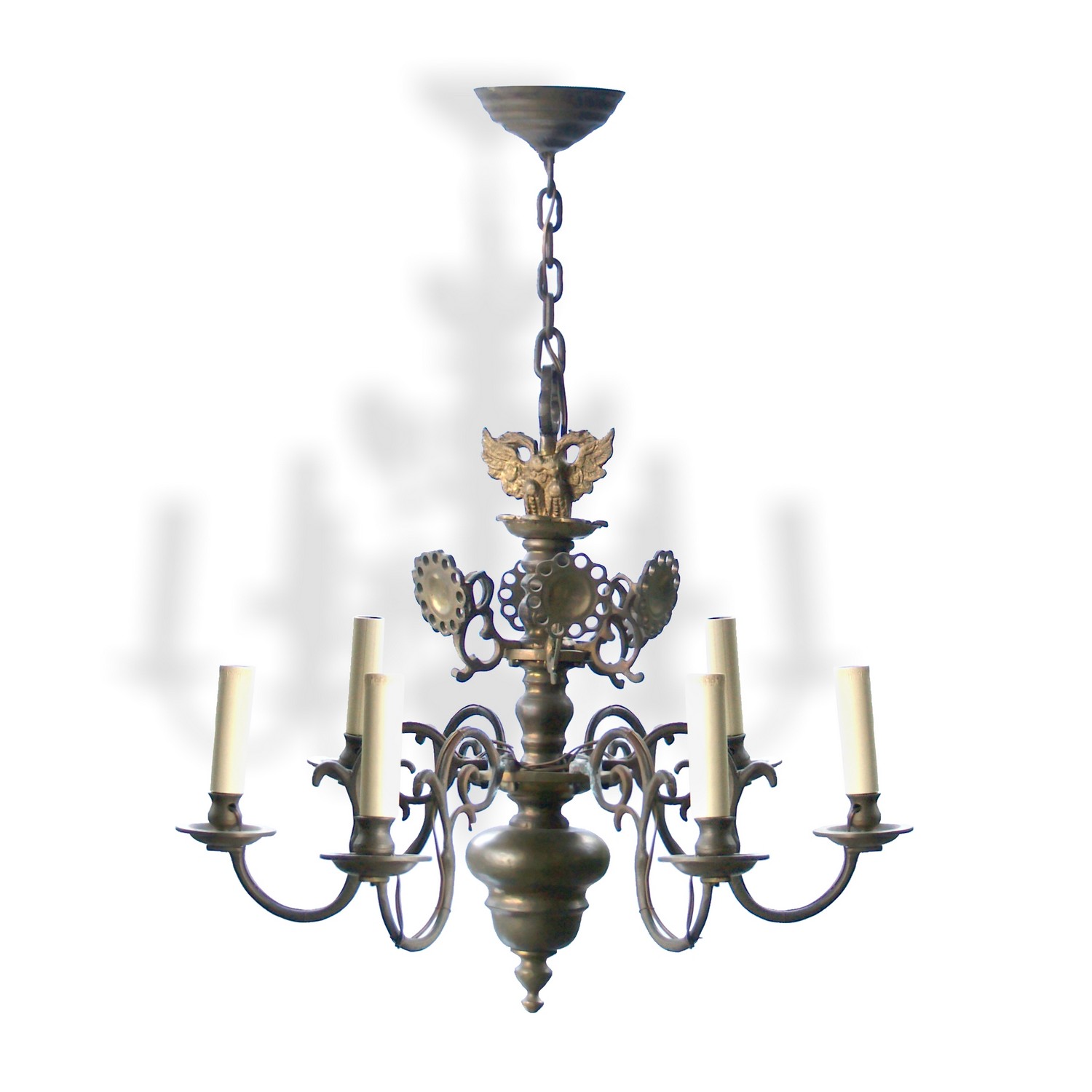 antiker Kronleuchter 19. Jhdt Luster Messing Polenluster Doppelkopf-Adler
