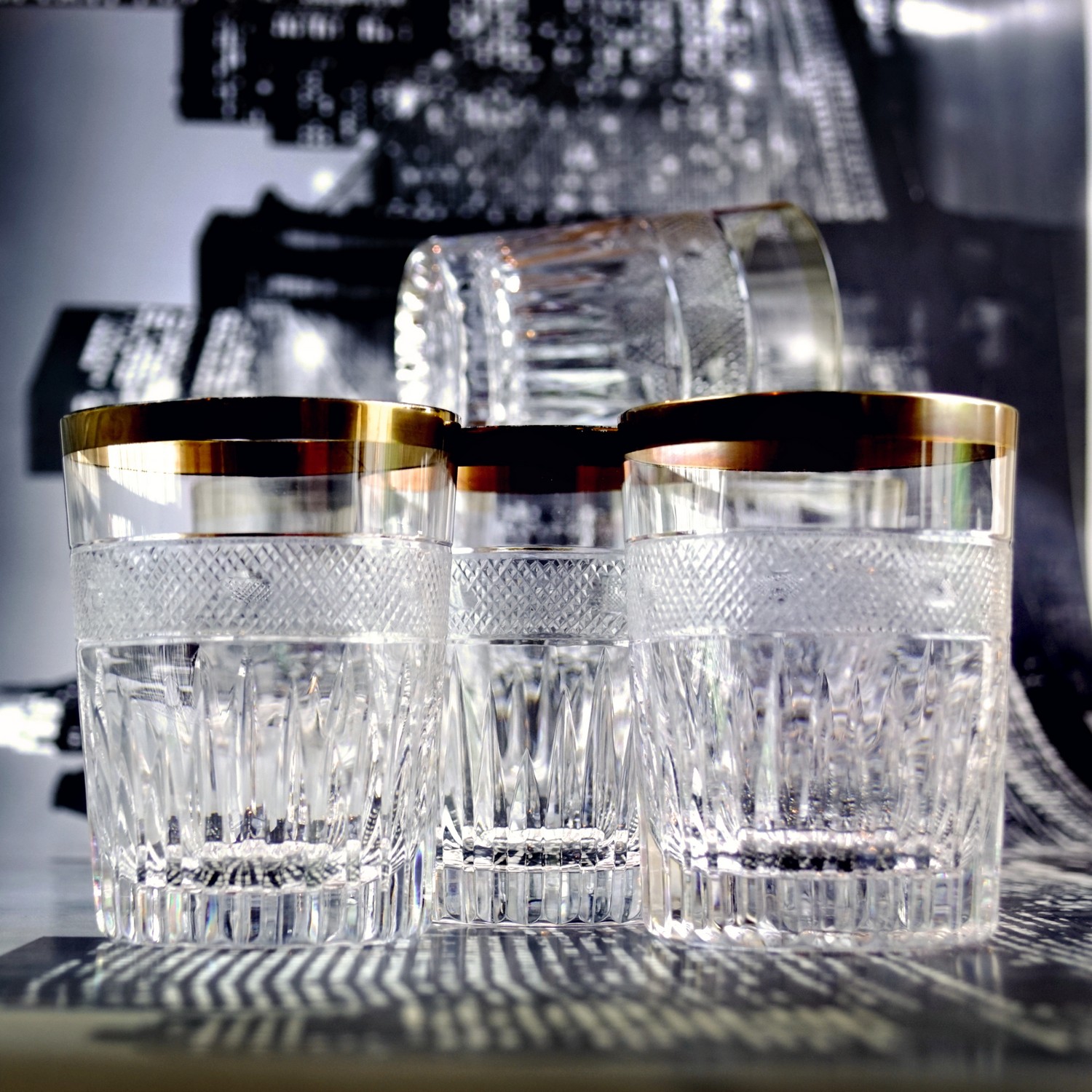 Bleikristall Gläser Vintage Trinkbecher Goldrand Kristallgläser Whisky od Saft Bleikristall Gläser Becher Goldrand Kristallgläser Whisky od Saft