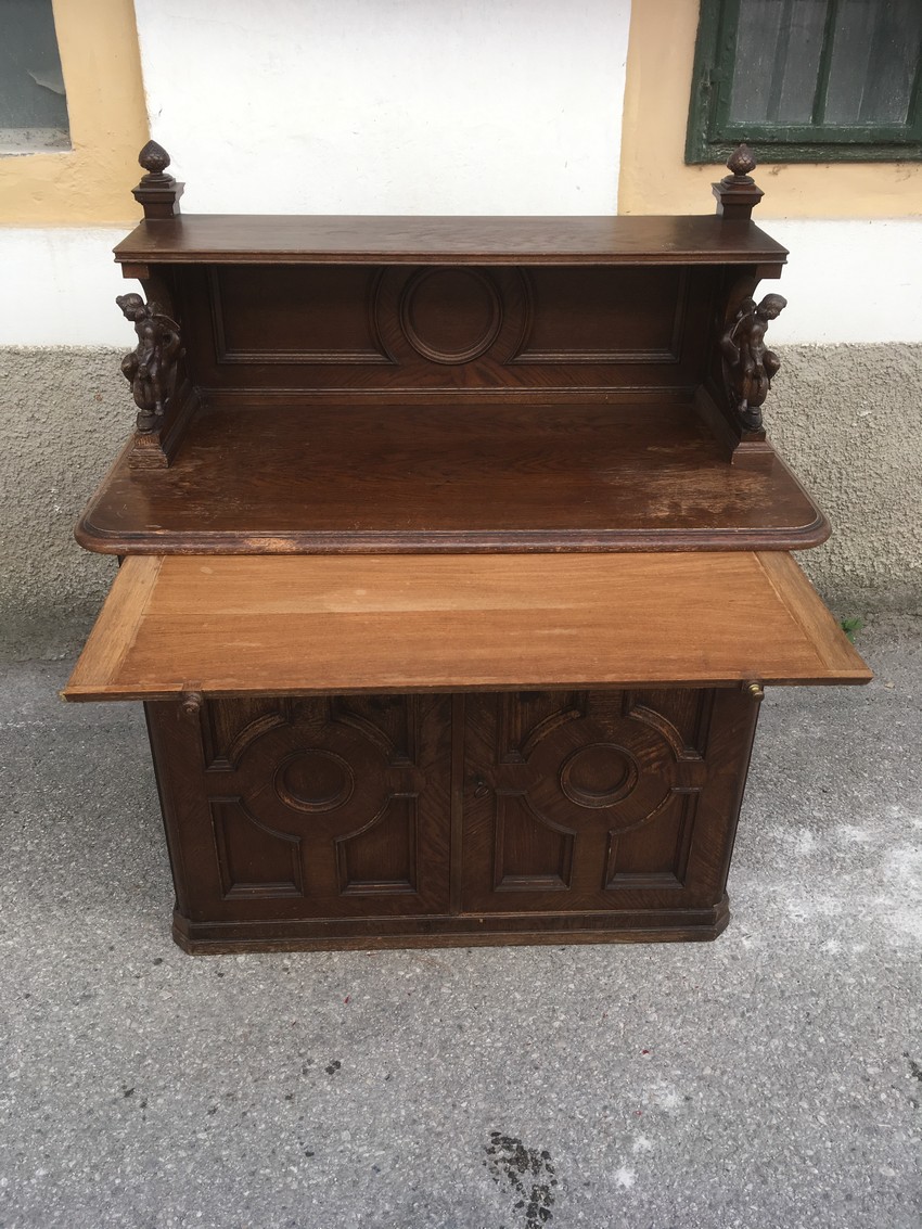 Kommode antik Schnitzwerk Engel Renaissance Barock Schrank Anrichte Möbel