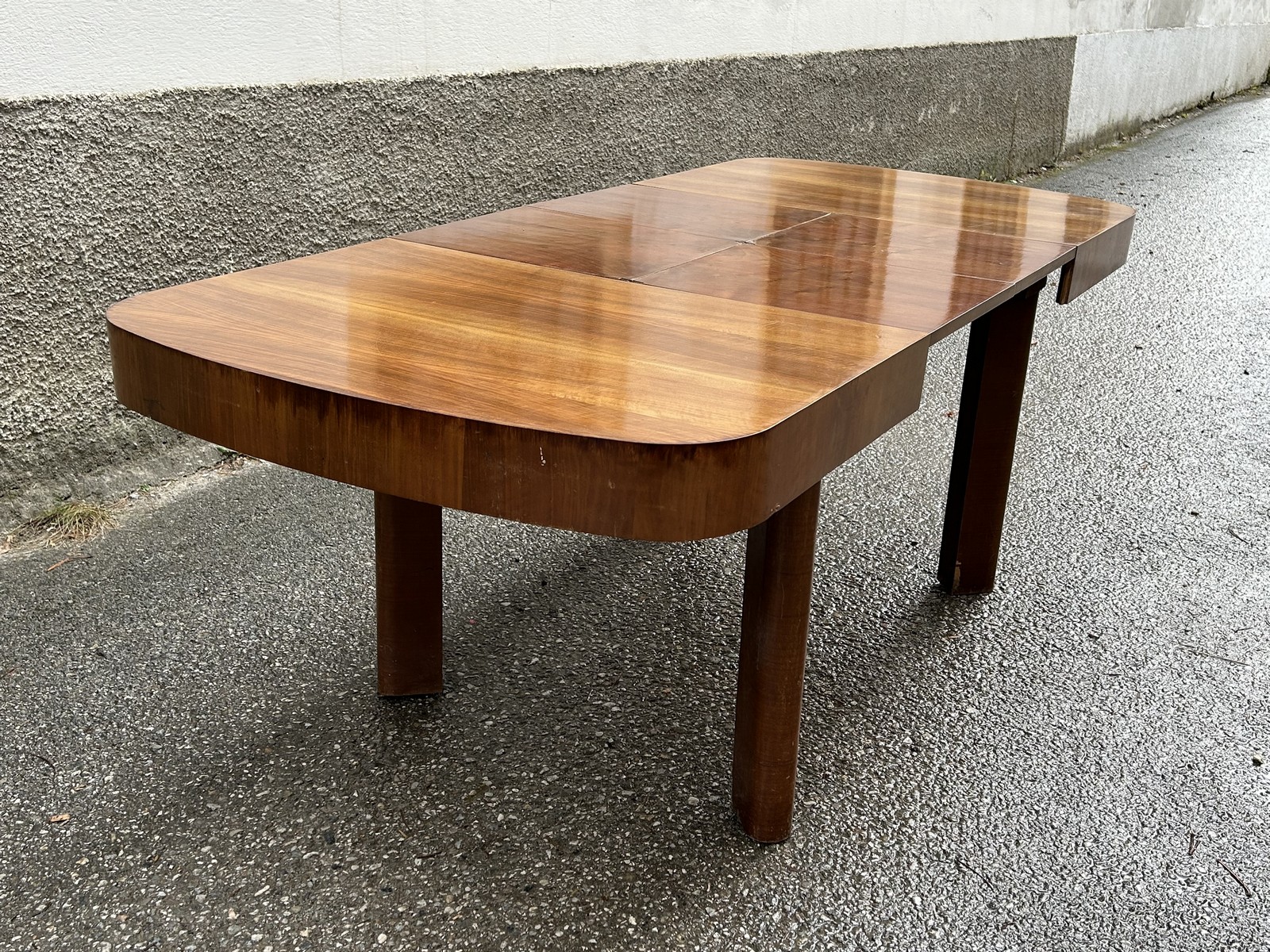 artdeco tisch antik ausziehbar nuss art deco Speisetisch massivholz antiquität brutalistisch Refugiumstisch Deutschland Versand