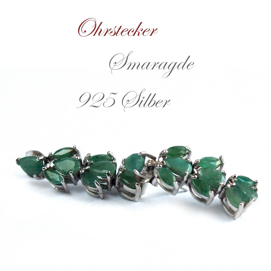 Ohrringe Ohrstecker 925 Silber Edelsteine handgefertigter Schmuck Smaragd