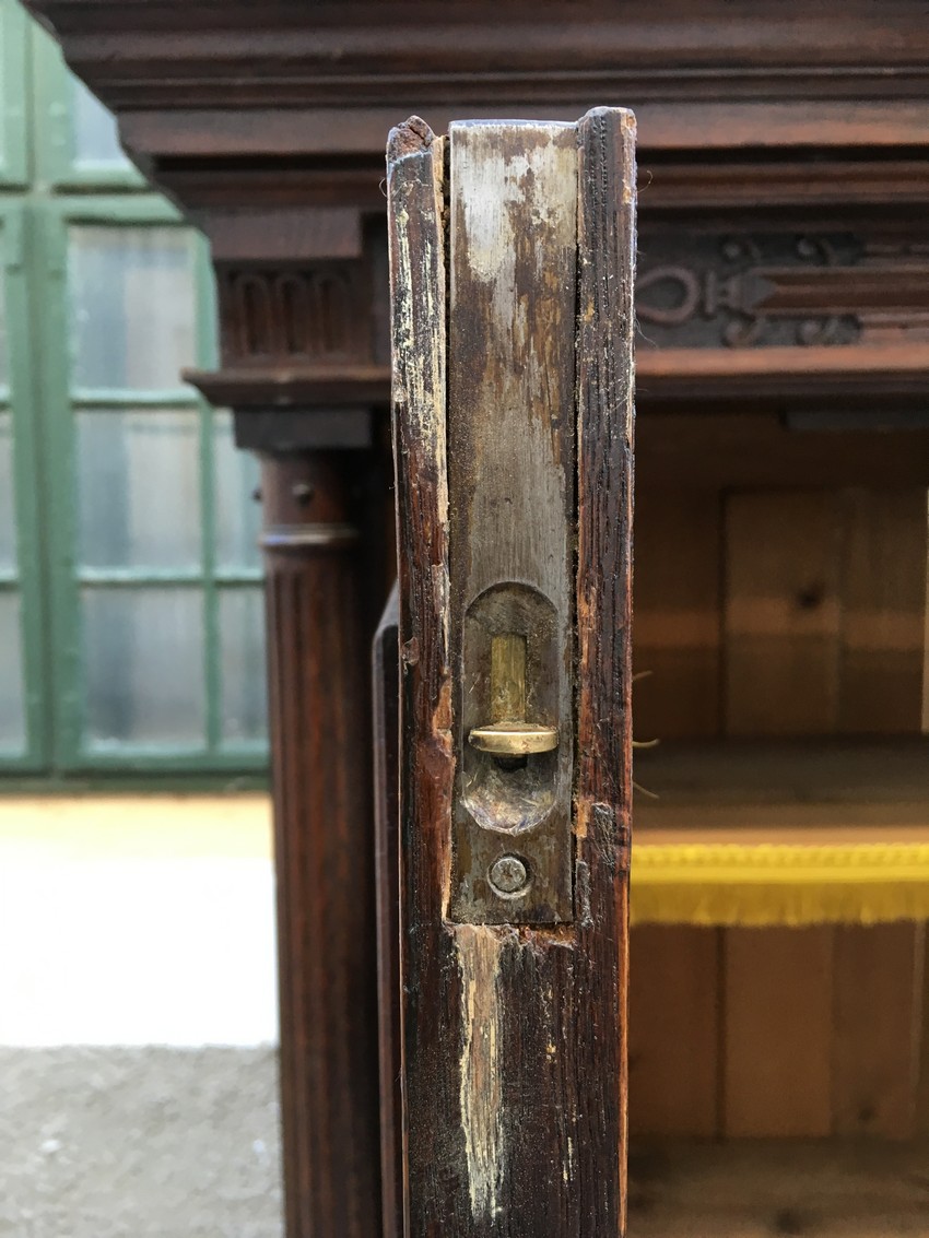 Schrank antik Gründerzeit furniert Vitrine Bücherschrank Geschirrschrank