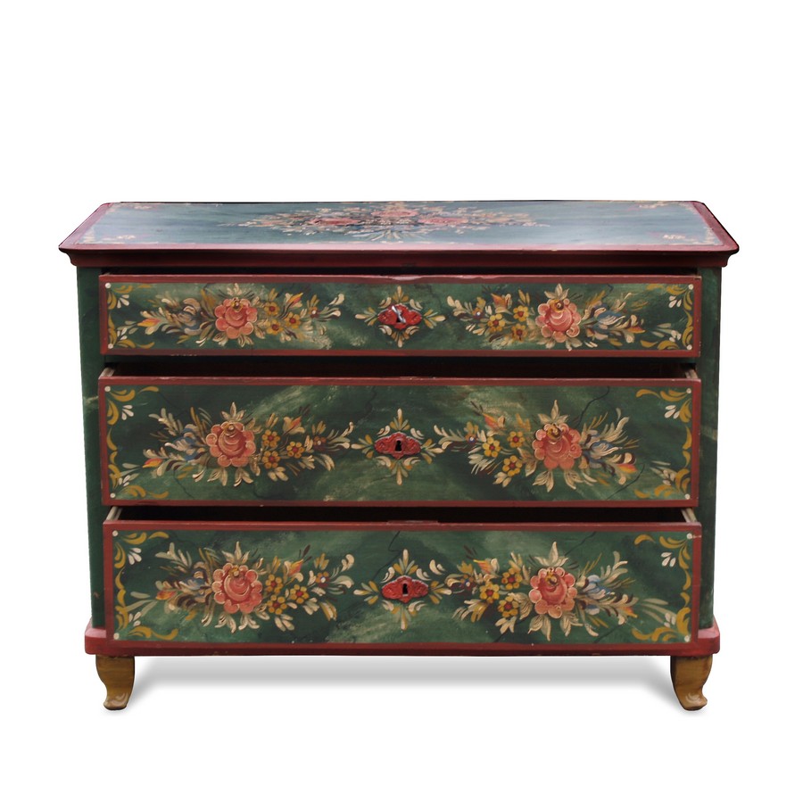 Bauernkommode Kommode bemalt antik floral geziert Landhausstil Bauernkommode bemalt