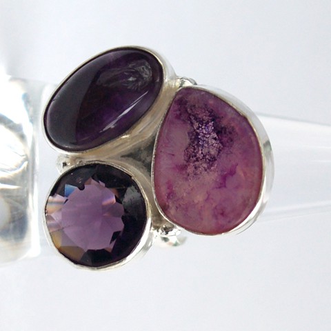 Ring 925 Silber Schmuck Damenring Geode Druse