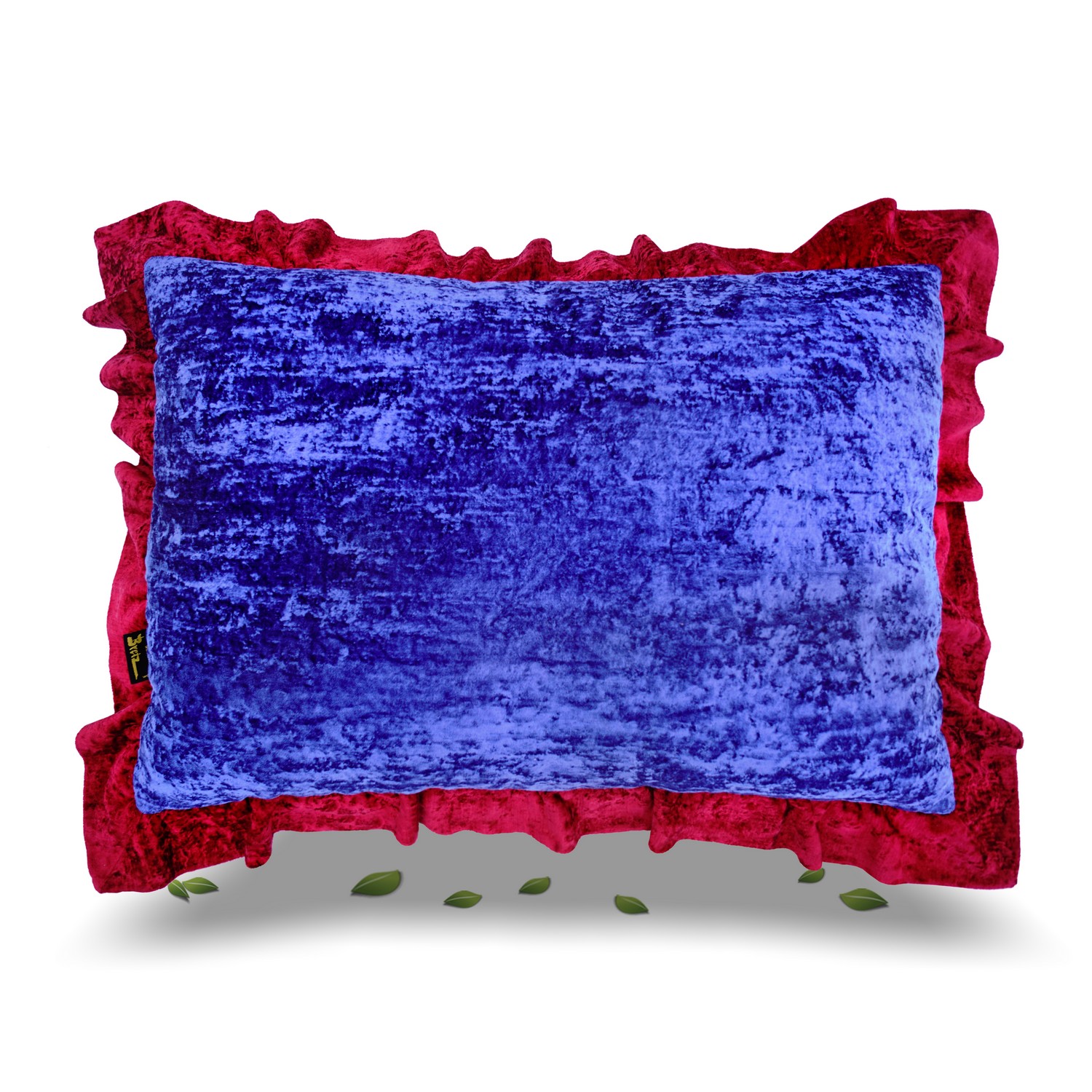 Bretz Kissen rechteckig Rüschen blau rot Glamoursamt groß Bretz Kissen Rüschen blau rot Glamoursamt groß rechteckig