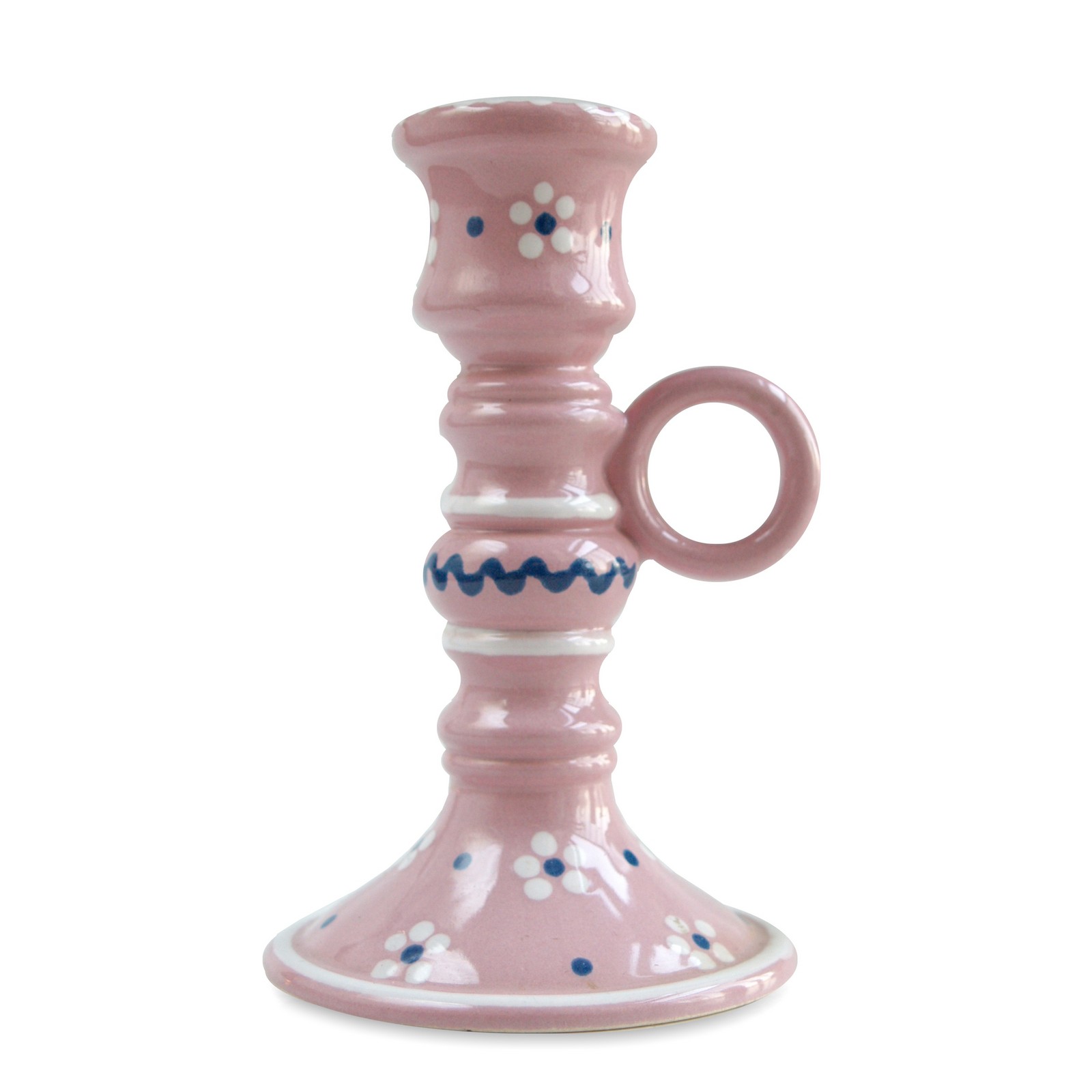 Kerzenhalter Kerzenständer mit Griff Gmundner Keramik Dirndl rosa Gmundner Kerzenhalter