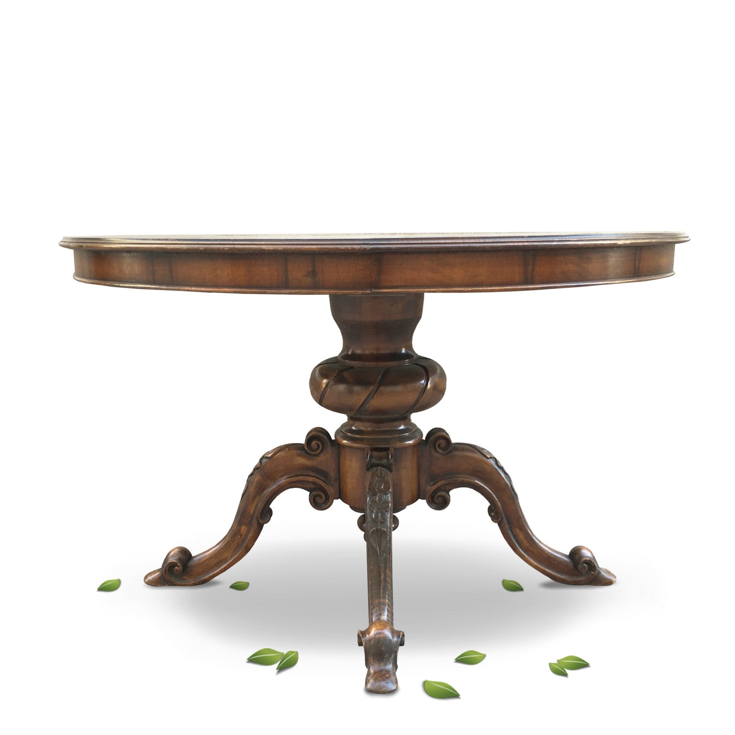 Tisch Esstisch Salontisch rund ausziehbar Einlegeplatte antik Säulenfuß