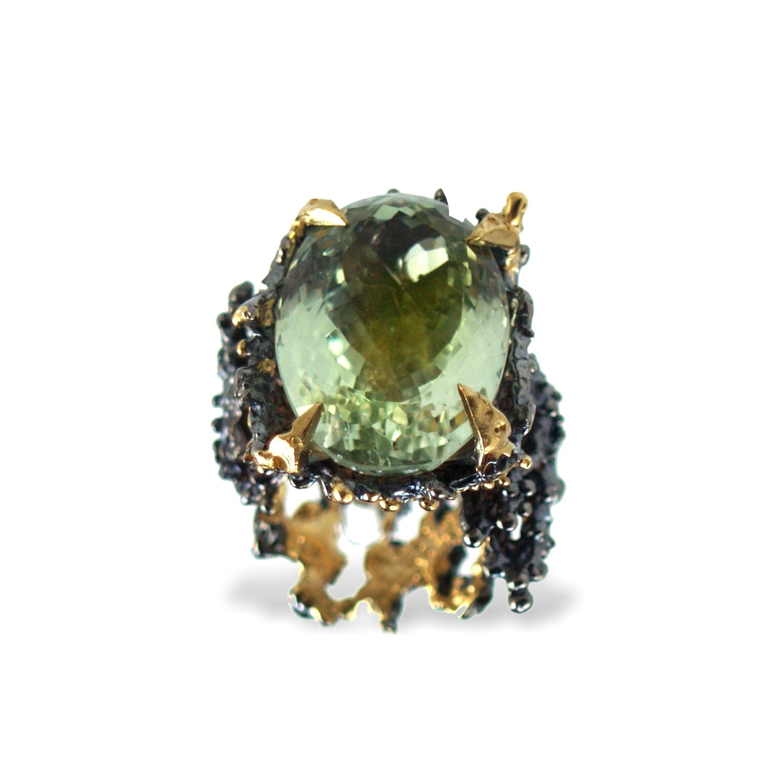 Ring 925 Silber Edelstein Amethyst Korallenform handgefertigt