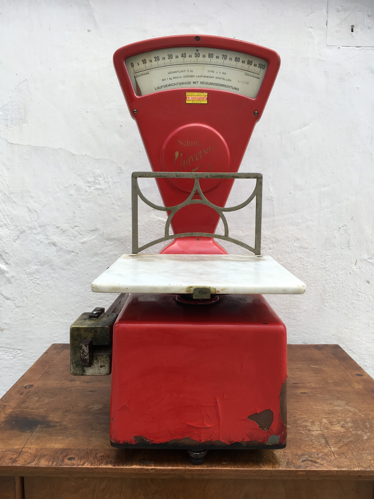 Küchenwaage antik rot Vintage Original alte Waage für Küche