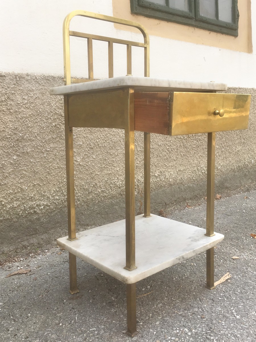 Jugendstil Messing Marmor Tisch Kommode antik