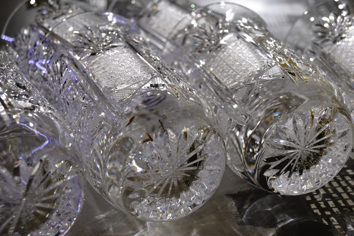 Bleikristall Gläser geschliffen Wassergläser Waffel Raute Schliff Bier Vintage neuwertig