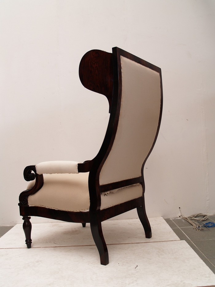 Stuhl antik Palisander Armlehnstuhl Ohrenbackenstuhl