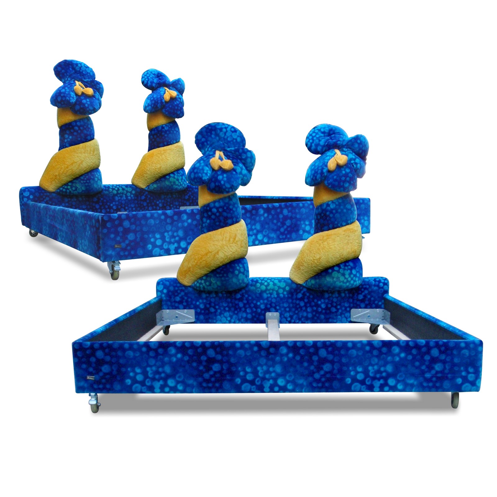 BRETZ Bett Aitutaki Rarität Design Möbel Doppelbett Bretz Doppelbett Blumen blau gelb Designklassiker