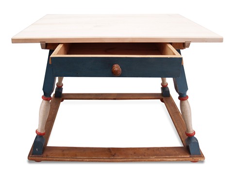 Jogltisch Vintage bemalter Tisch Speisetisch mit erneuerter Platte Küchentisch Vintage