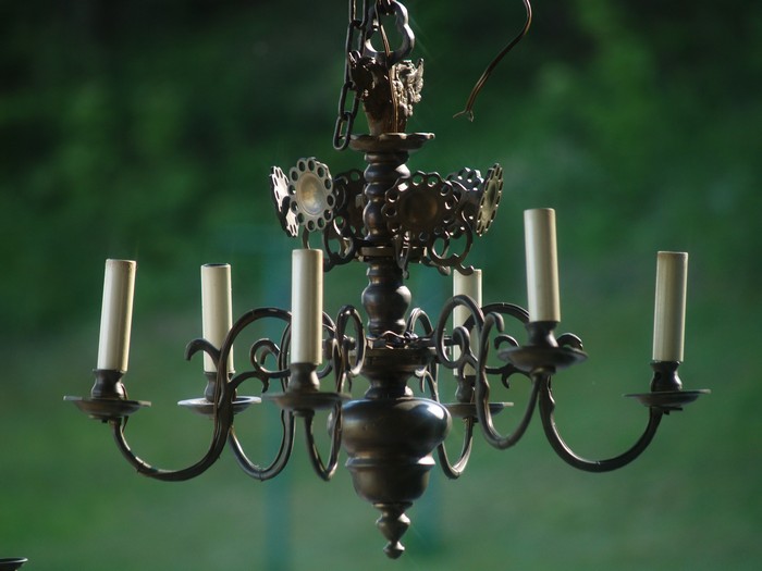 antiker Kronleuchter 19. Jhdt Luster Messing Polenluster Doppelkopf-Adler