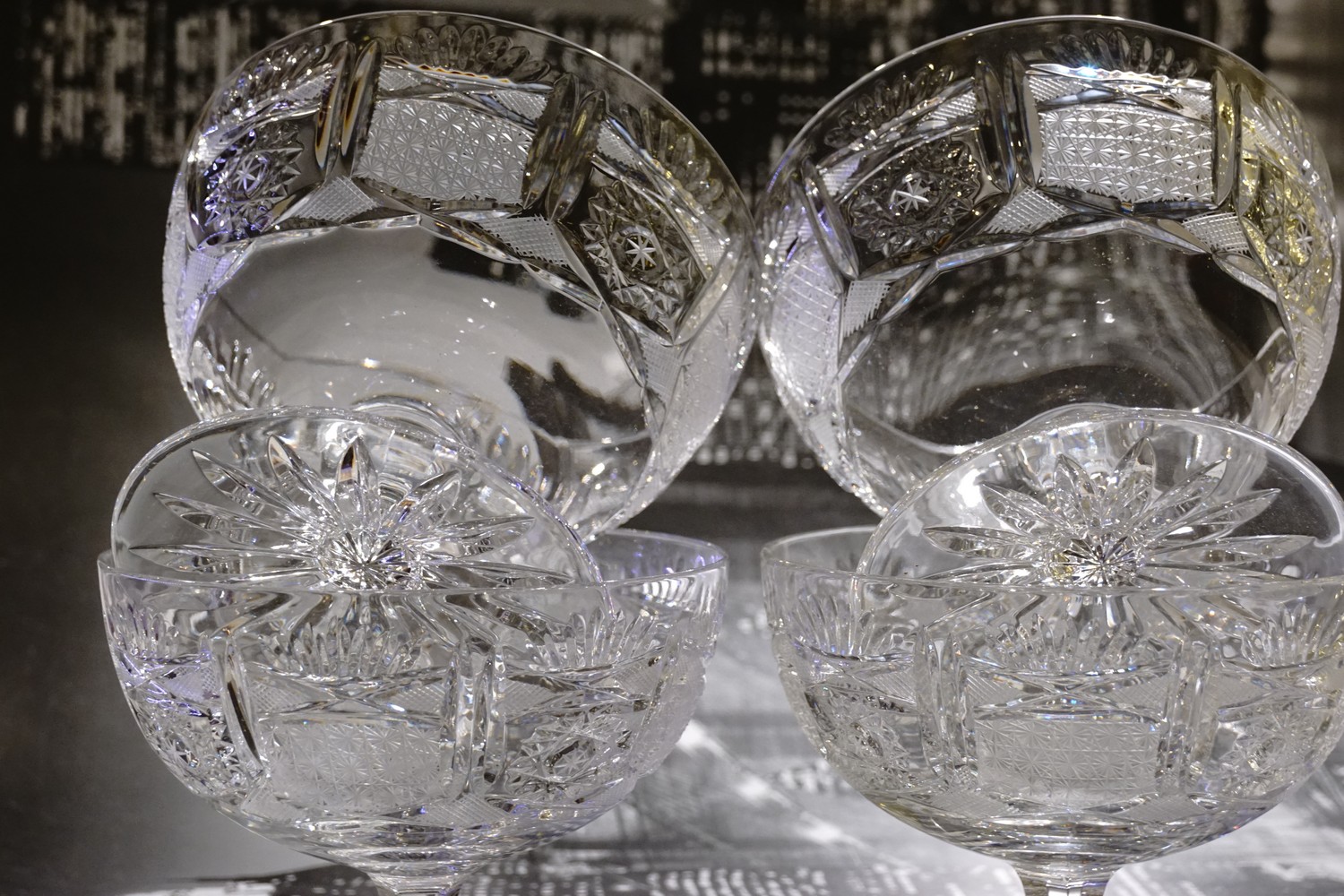 Champagnerschalen Bleikristall neuwertig Vintage groß geschliffen