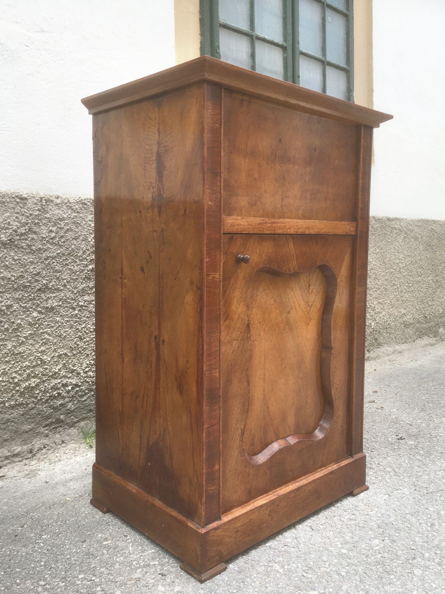 Sekretär klappdeckel schmal Schrank kleiner Vintage Schrank Halbschrank Vollholz Biedermeier Kommode Waschtisch Deckel aufklappbar antik Truhe Brezelschrank