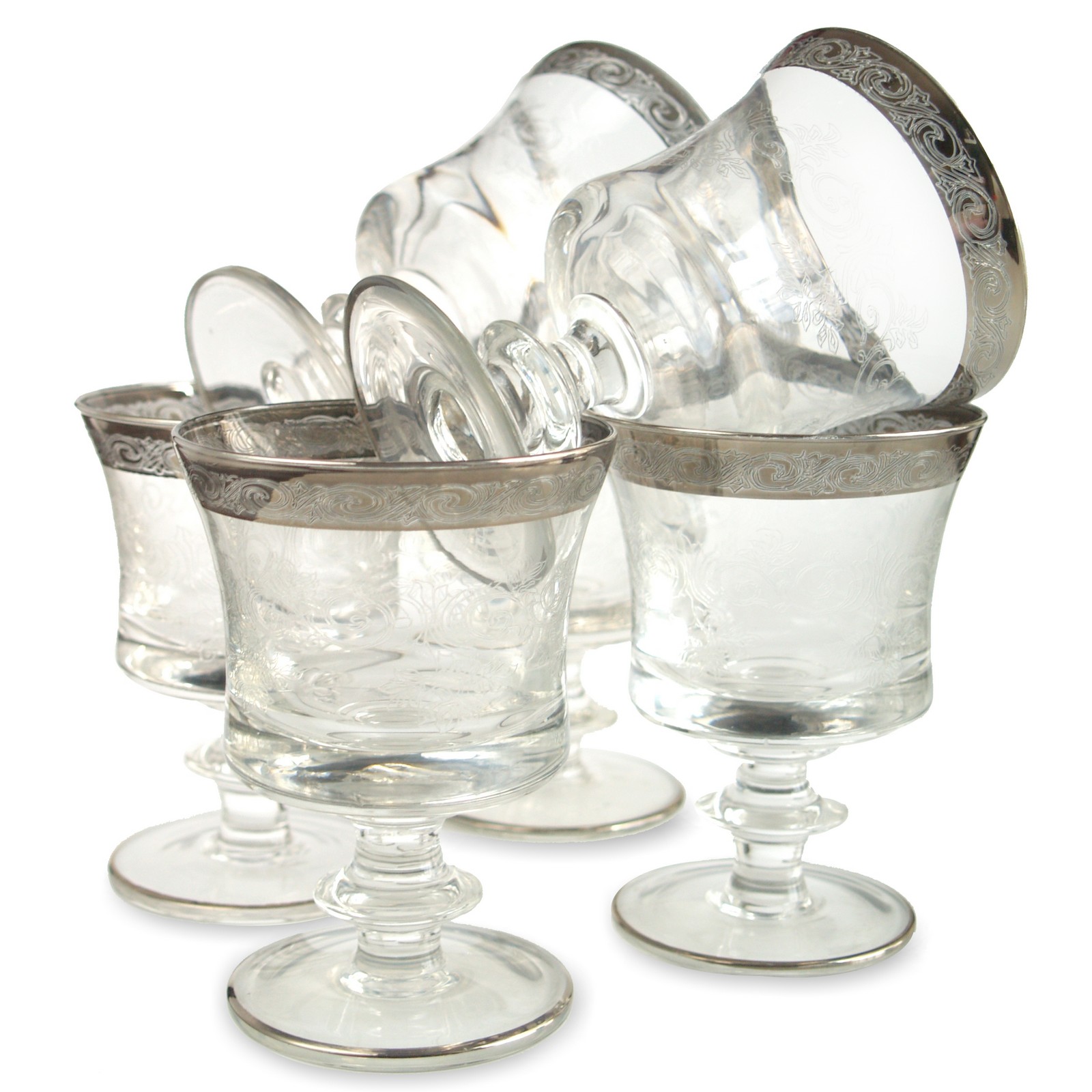 Murano Medici Kristallgläser Silberrand Weinglas 6 Stk.Set Weinglas Silberrand