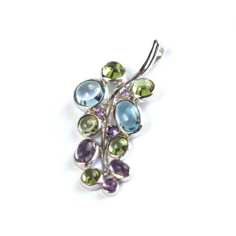Anhänger 925 Silber Edelsteine Topas, Amethyst und Peridot Schmuck handgefertigt