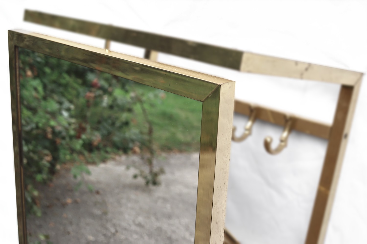 Garderobe Vintage Messing Spiegel Hutablage Kleiderbügel