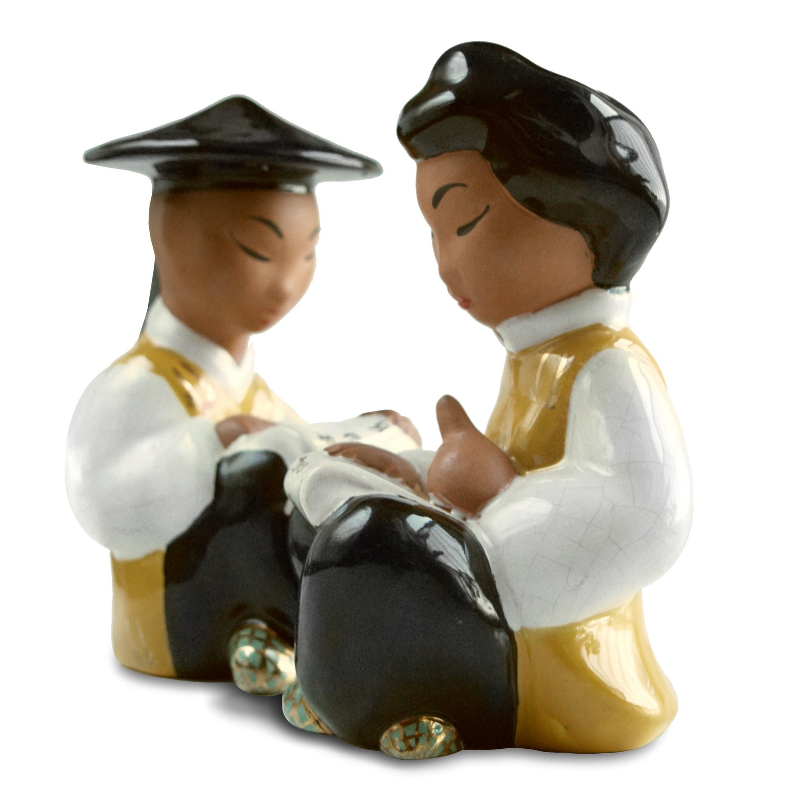 Chinese Figur lesend Austria Charli Bauer Gmundner Keramik alt "Mädchen"