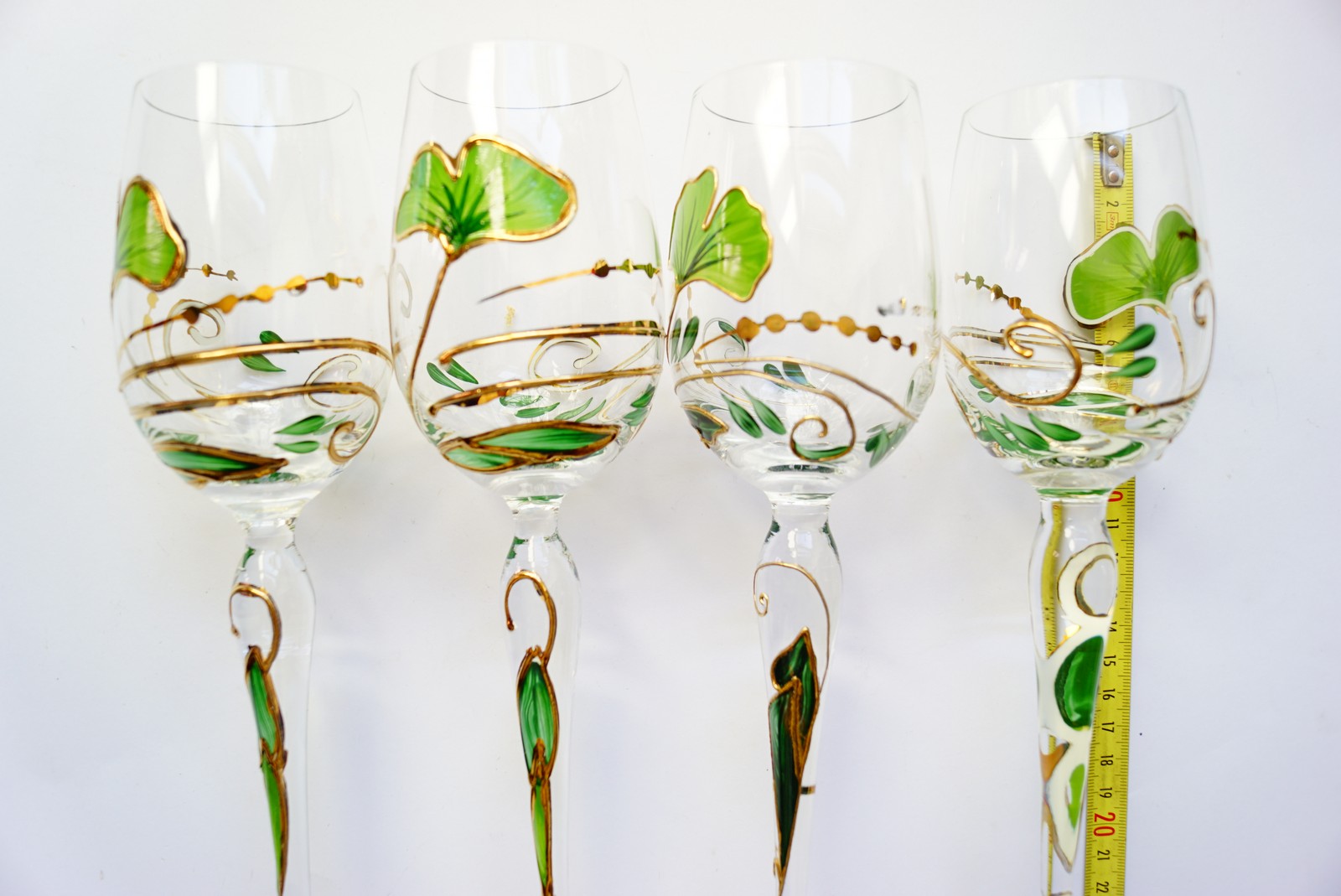 Bleikristall Weingläser Traumwelten Ginko grün gold