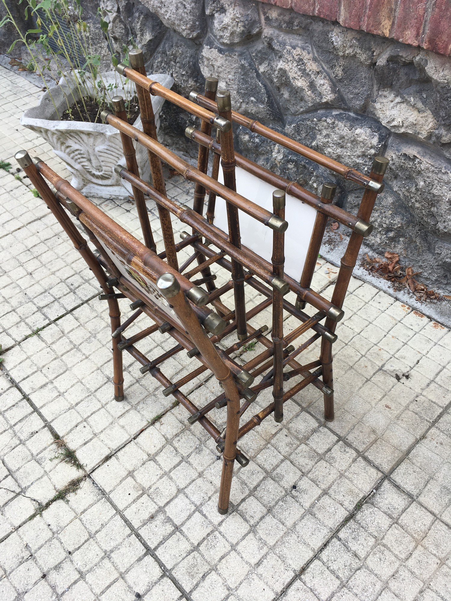 Zeitungshalter Regal Beistelltisch Thonet um 1900 antik Bambus