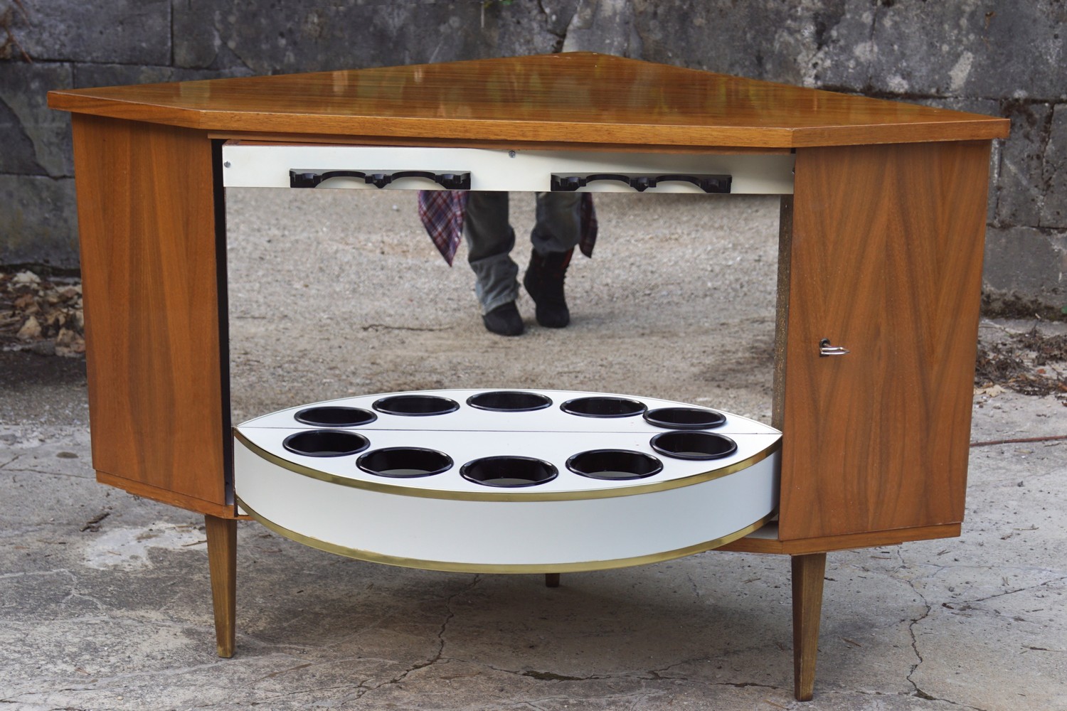 Barschrank Drehbar Eckkommode Kommode Bar Vintage Original Retro